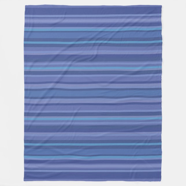 Modern Blue Purple Stripe Fleece Blanket (Front)