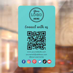 Modern Blue QR Code Connect With Us Social Media