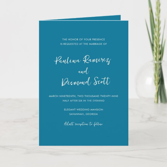 Modern Blue QR Code Simple Wedding Invitation (Front)