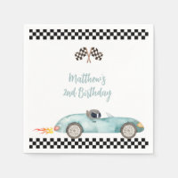 Modern Blue Race Car Birthday