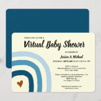Modern Blue Rainbow Virtual Baby shower Invitation