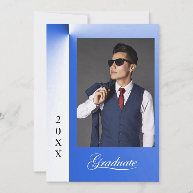 Modern Blue-ray Graduation Announcement with photo (Front)