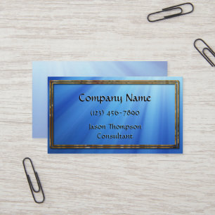 Modern Blue Rays Gold Frame Business Card