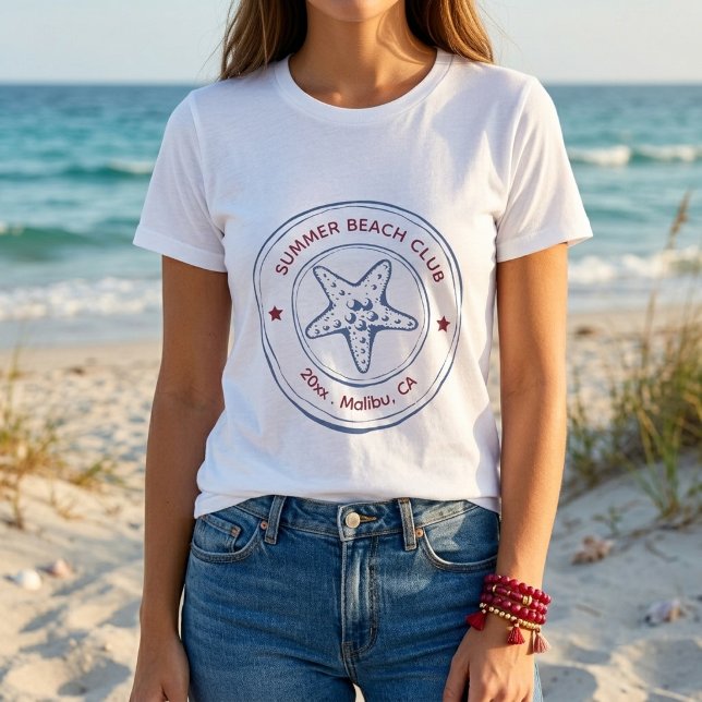 Modern Blue & Red Beach Summer Birthday Tri-Blend Shirt (Creator Uploaded)