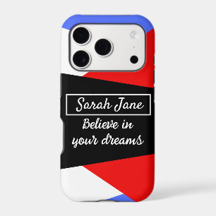Modern blue red Colour block aesthetic Custom name