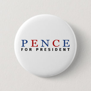 Modern Blue Red Mike Pence for President 6 Cm Round Badge
