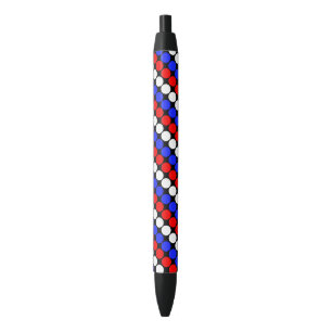 Modern Blue Red White Dotted Stripes Black Ink Pen