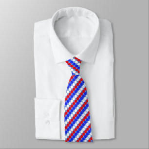 Modern Blue Red White Dotted Stripes on Sky Blue Tie