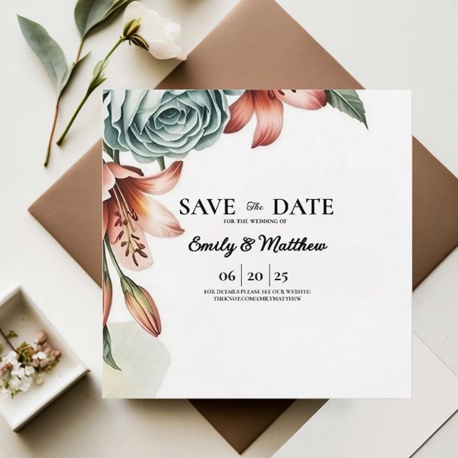 Modern Blue Rose Designer Save The Date (Creator Uploaded)