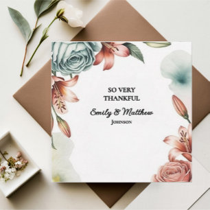Modern Blue Rose Designer Thank You Card