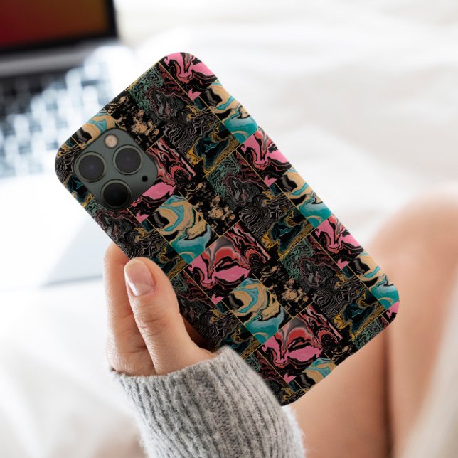 Modern blue rose gold liquid ink marble aesthetic Case-Mate iPhone case (Creator Uploaded)