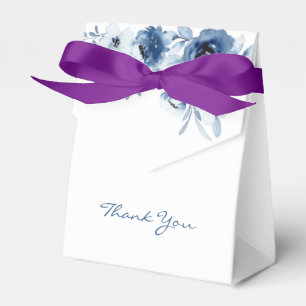 Modern Blue Roses Floral Greenery Thank You Favour Box