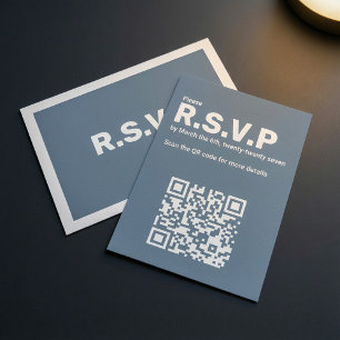 Modern Blue RSVP QR Code Wedding Enclosure Card