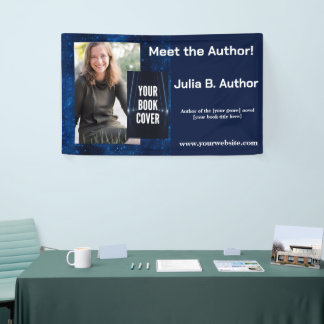 Modern Blue Sci Fi Author Book Signing  Banner