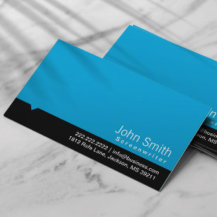 Modern Blue Screenwriter Business Card
