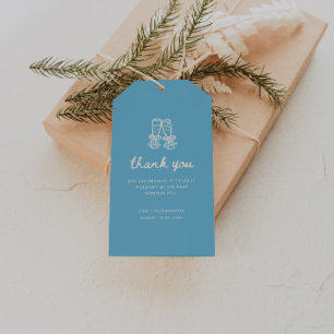 Modern Blue Script Bachelorette Party Thank You Gift Tags