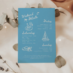 Modern Blue Script Bachelorette Weekend Details Enclosure Card
