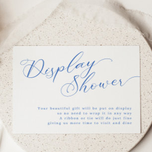 Modern Blue Script Bridal Shower Display Shower Enclosure Card