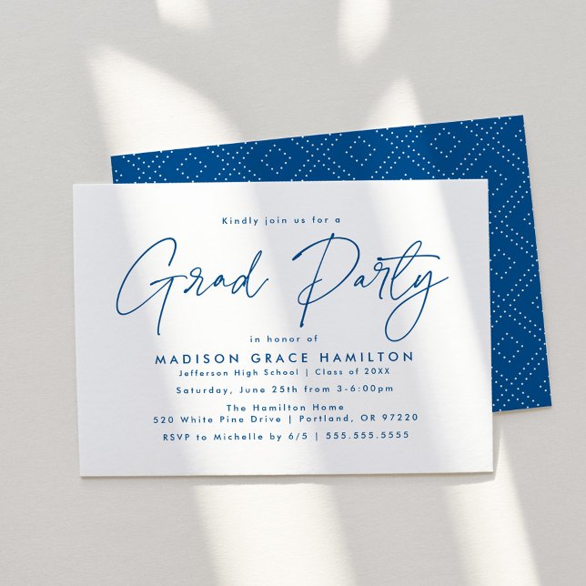 Modern Blue Script Graduation Party Invitation (Creator Uploaded)