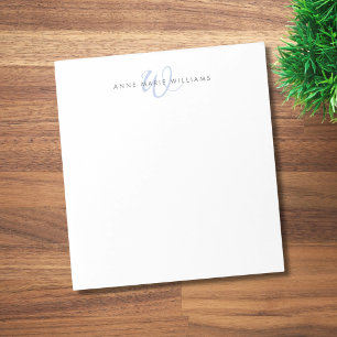 Modern Blue Script Monogram Notepad