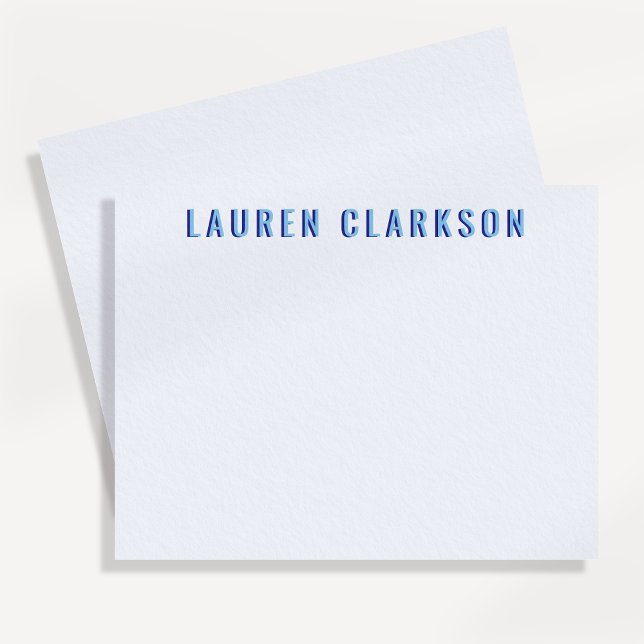 Modern Blue Shadow Name Personalized Note Card (Creator Uploaded)