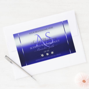 Modern Blue Shimmery Product Label Initials Jewels