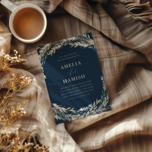 Modern Blue & Silver Botanical Wedding