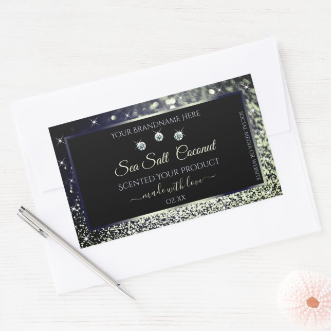 Modern Blue Silver Glitter Product Labels Diamonds (Envelope)