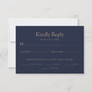 Modern Blue Simple Clean Minimal Wedding RSVP Card