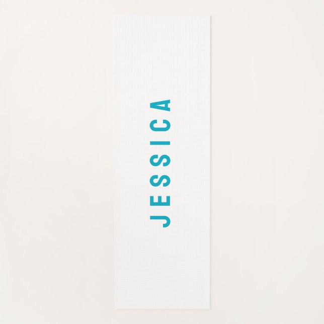 Modern Blue Simple Minimalist Name Yoga Mat (Front)