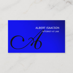 Modern Blue Simple Monogram Business Card