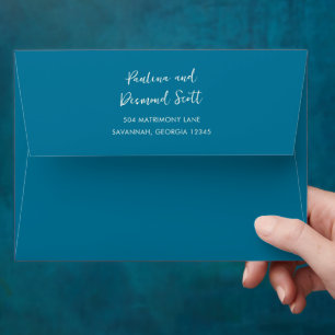Modern Blue Simple Wedding Envelope