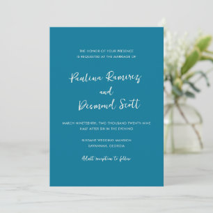 Modern Blue Simple Wedding Invitation