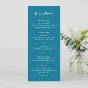Modern Blue Simple Wedding Menu