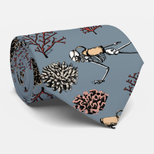 Modern Blue Skeleton Scuba Divers Necktie