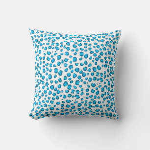Modern Blue Snow Leopard Animal Print Pattern Cushion