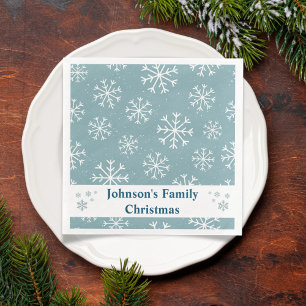 Modern Blue Snowflake Napkin