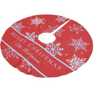 Modern Blue Snowflakes Brushed Polyester Tree Skirt