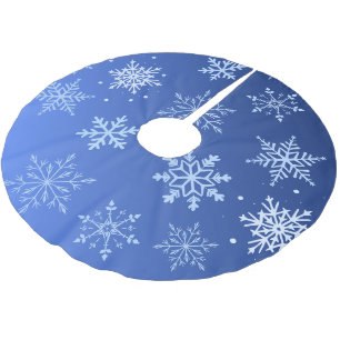 Modern Blue Snowflakes  Brushed Polyester Tree Skirt