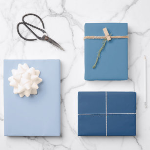 Modern Blue Solid Colour Wrapping Paper Sheets