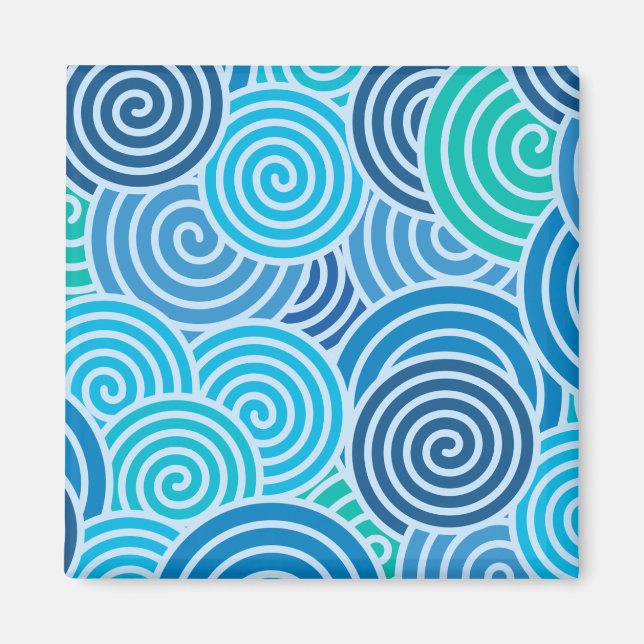 Modern Blue Spiral Pattern Magnet (Front)