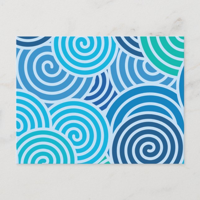 Modern Blue Spiral Pattern Postcard (Front)