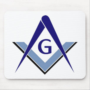 Modern Blue Square and Compass Mouse Pad