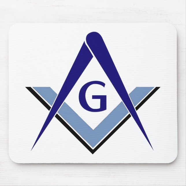 Modern Blue Square and Compass Mouse Pad (Front)