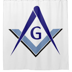 Modern Blue Square and Compass Shower Curtain