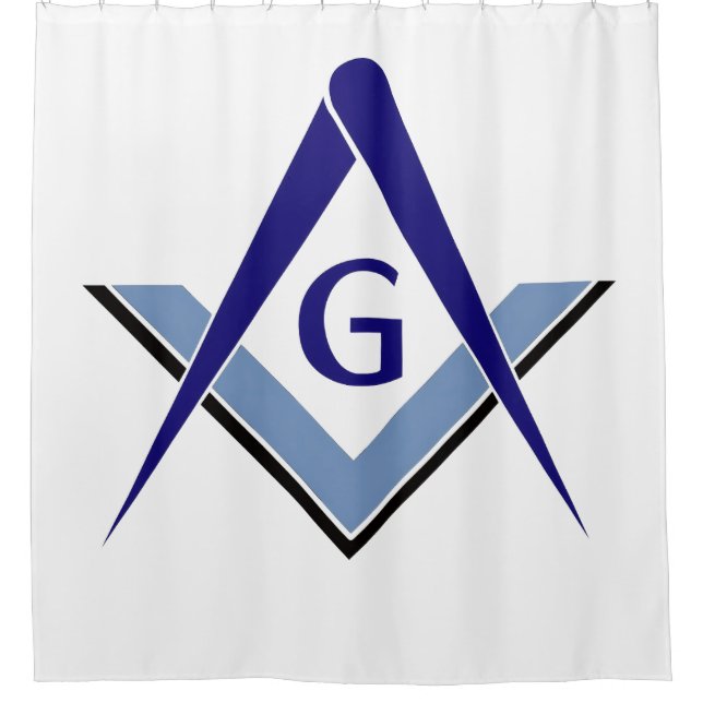 Modern Blue Square and Compass Shower Curtain (Front)