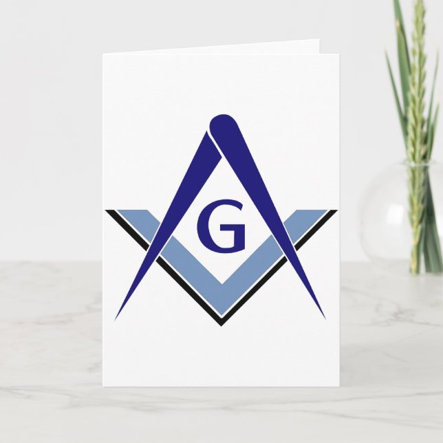 Modern Blue Square & Compasses Card (Front)
