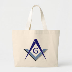 Modern Blue Square & Compasses Large Tote Bag