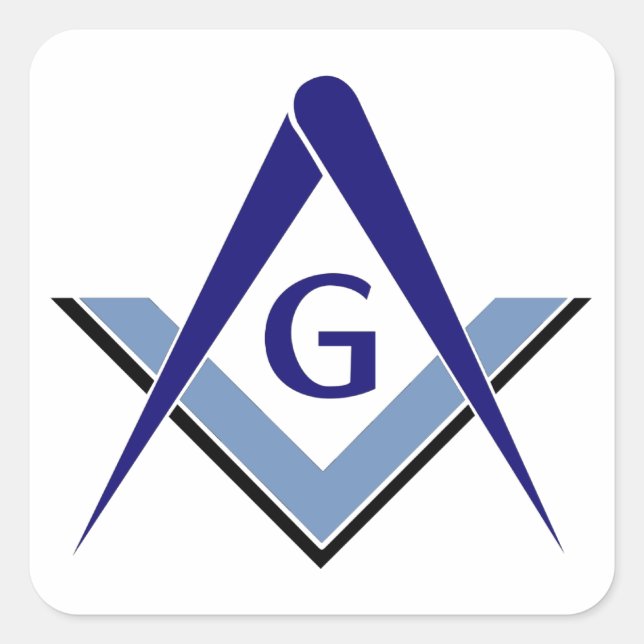 Modern Blue Square & Compasses Sticker (Front)