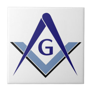 Modern Blue Square & Compasses Tile
